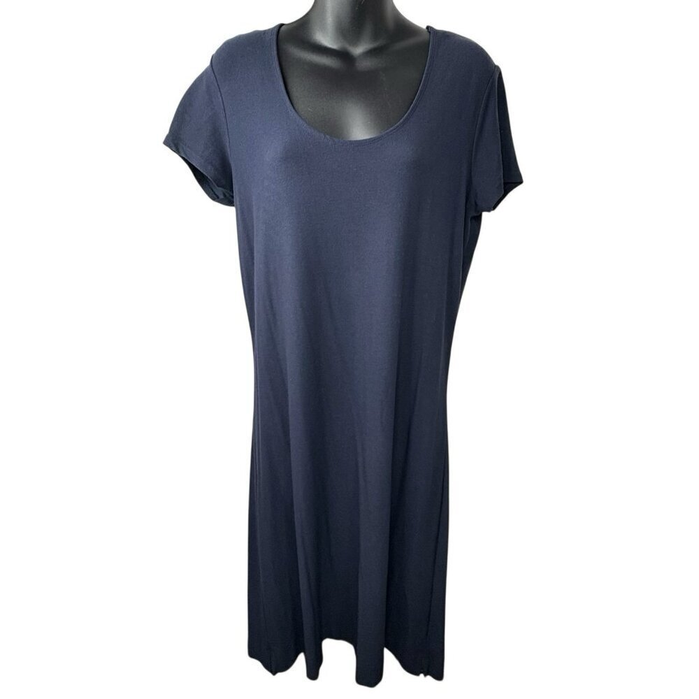 VTG 90s Grunge Coquette Fairy Short Sleeve Stretchy Jersey Midi Dress Navy M T